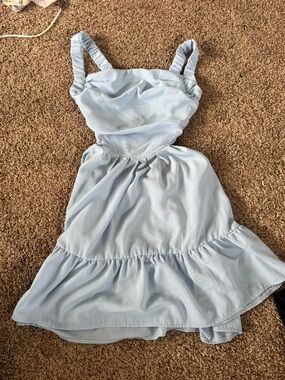 Light Blue Ruffle Mini Dress - Sleeveless Sundress